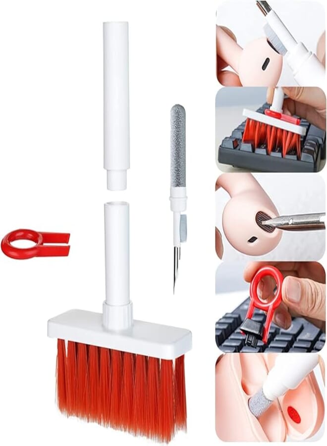 JUDEE Cleaning Soft Brush Keyboard Cleaner 5-in-1 Multi-Function Computer Cleaning Tools Kit Corner Gap Duster Keycap Puller for Bluetooth Earphones Laptop Airpods Pro Camera Lens and All Accessories